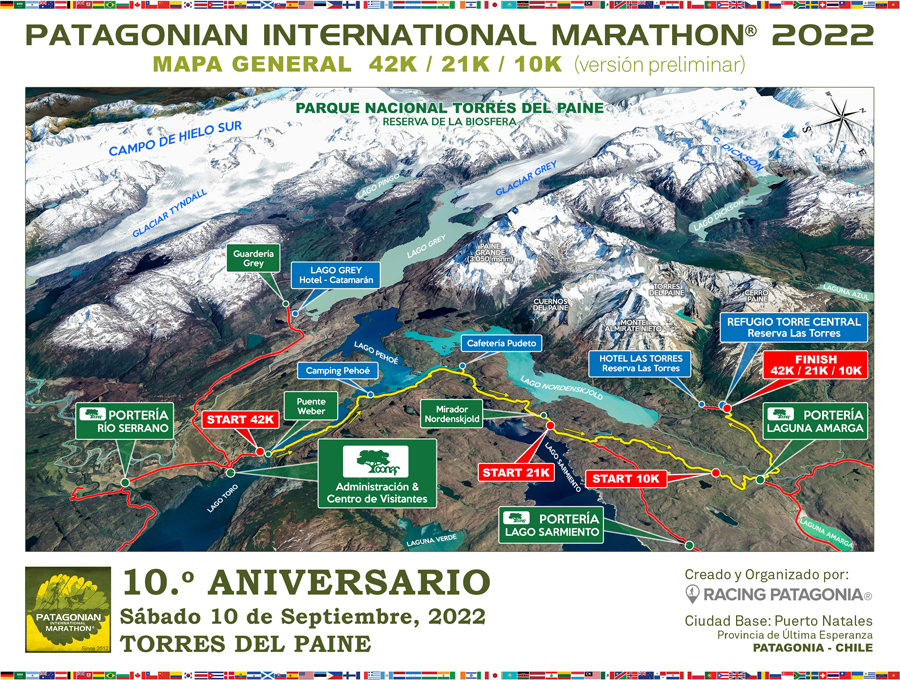Patagonian International Marathon Mapa 2022 Patagonia, Chile