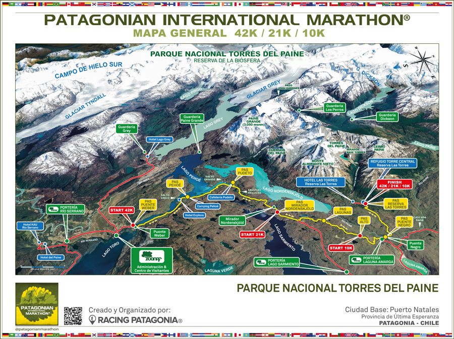 Patagonian International Marathon Map 2024 Patagonia, Chile