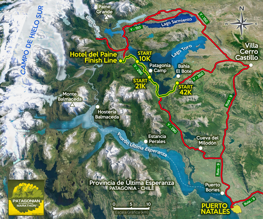 Mapa de Patagonian International Marathon 2025 Patagonia, Chile 900px