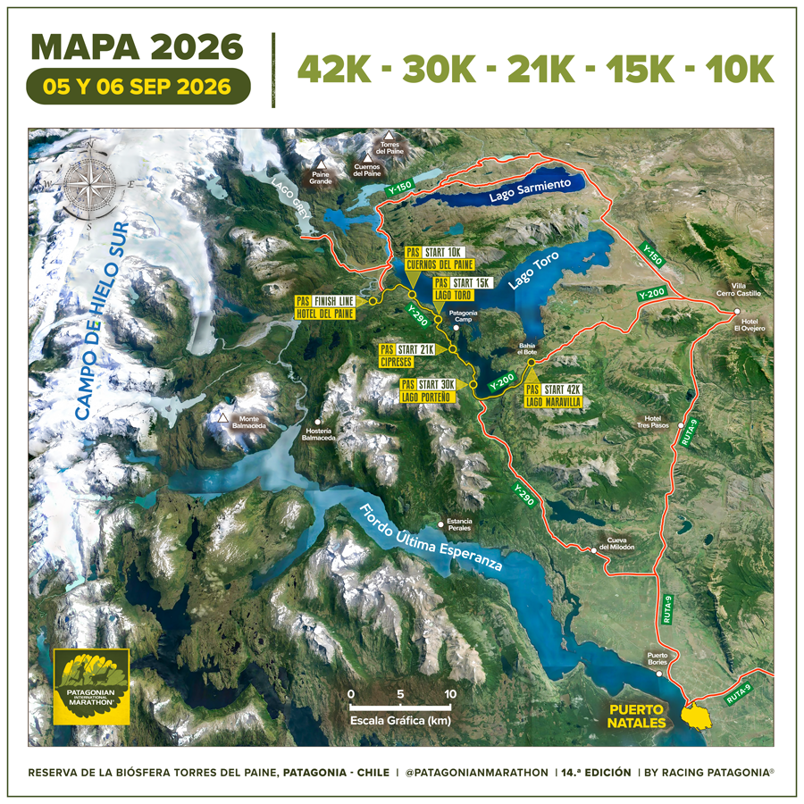 Mapa de Patagonian International Marathon 2026 Patagonia, Chile 900px