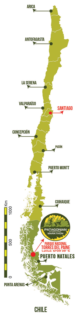 Patagonian International Marathon Mapa General de Chile 2021 Patagonia, Chile